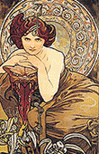 Alfons Mucha - The Prescious Stones - Emerald