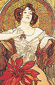 Alfons Mucha - The Prescious Stones - Ruby